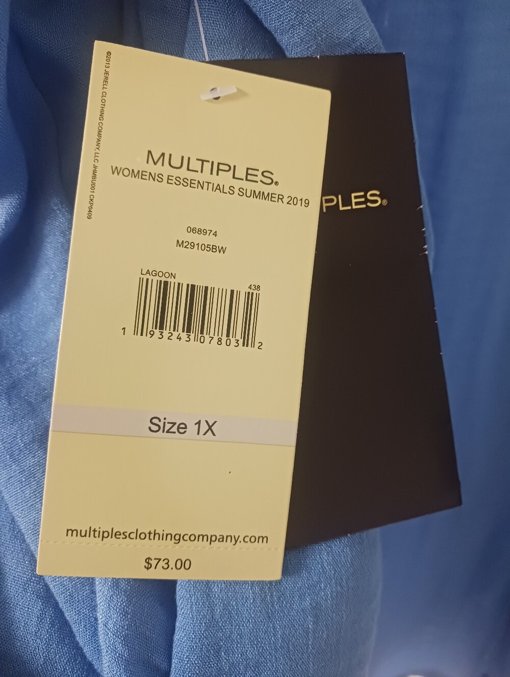 Multiples Blue Button-Front Blouse - Picture 4 of 4